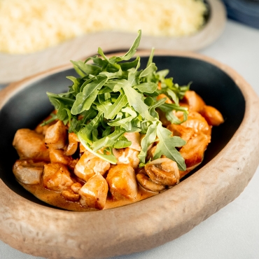 Sahniges Hähnchengeschnetzeltes mit Reis