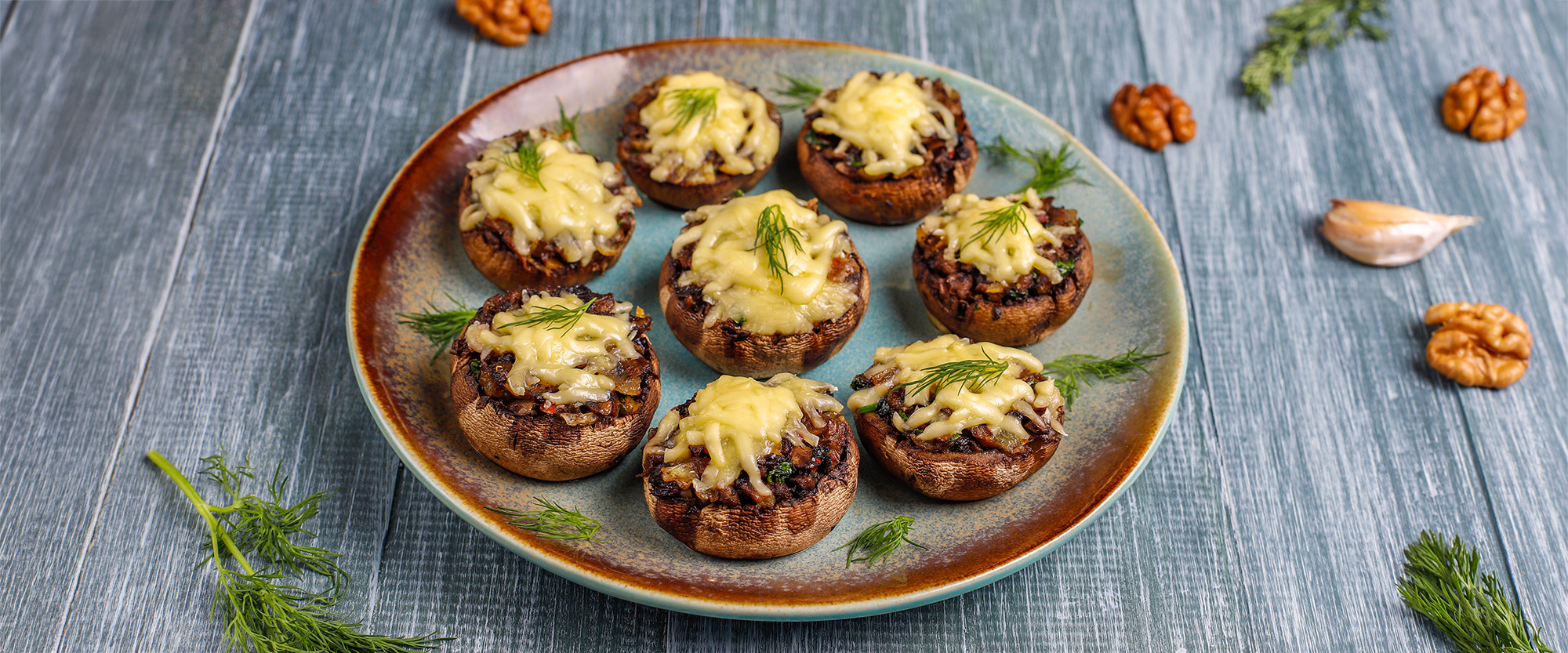 Überbackene Champignons