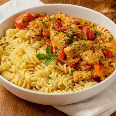 Fusilli mit Hähnchen &amp; cremiger Paprika-Sauce
