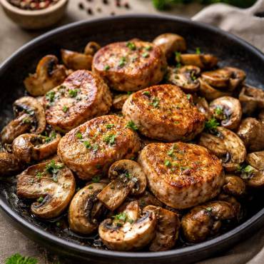 Saftige Schweinefilet-Medaillons mit Pilzen