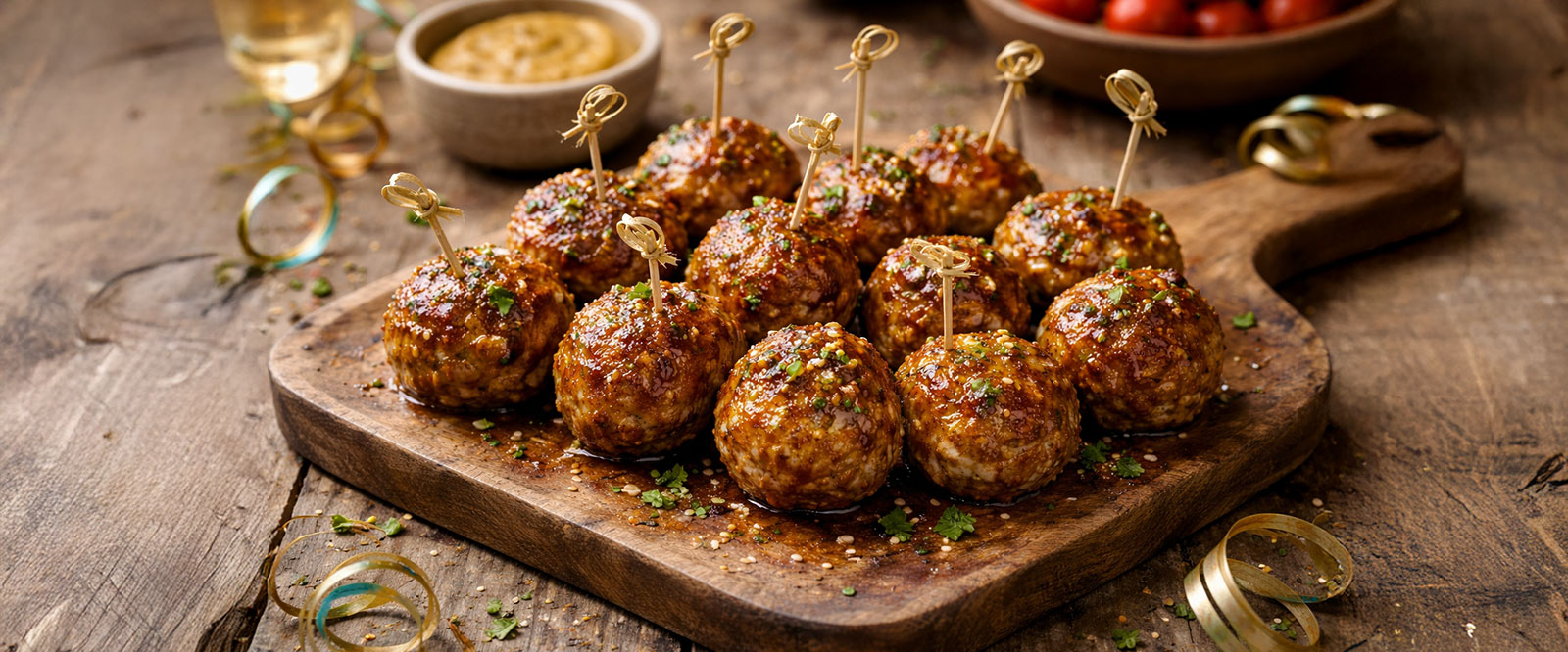 Mini-Frikadellen mit Senf-Honig-Glasur