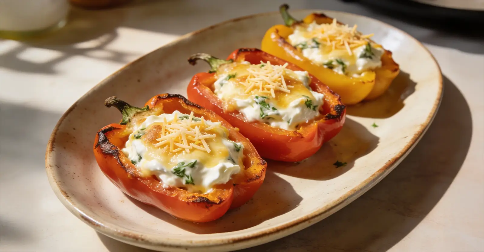 Gefüllte Paprika mit Frischkäse &amp; Kräutern