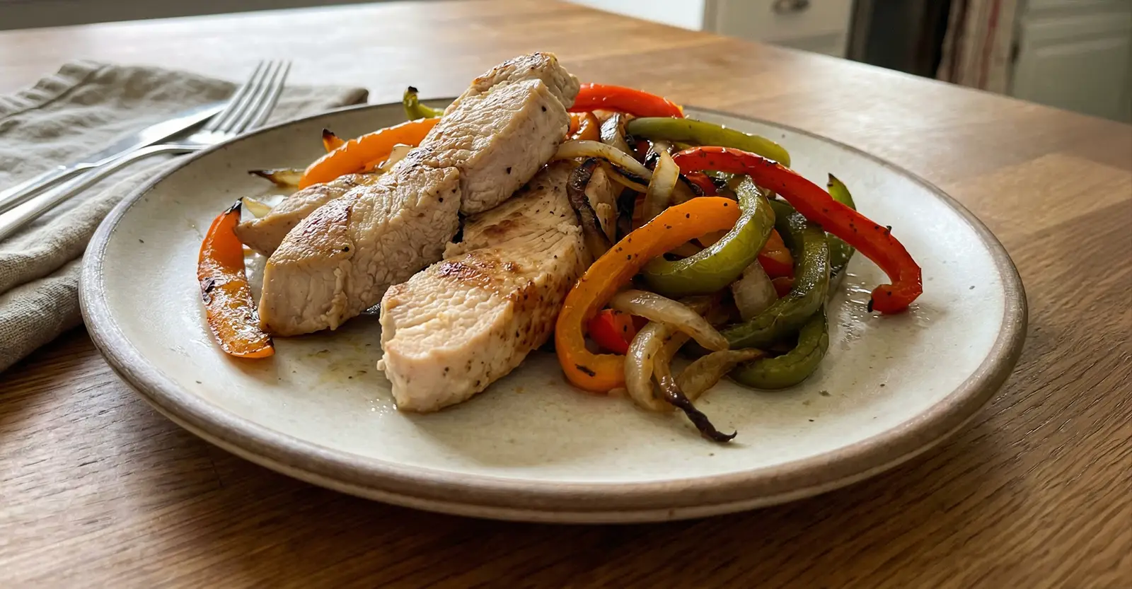 Putengeschnetzeltes mit Paprika &amp; Zwiebeln