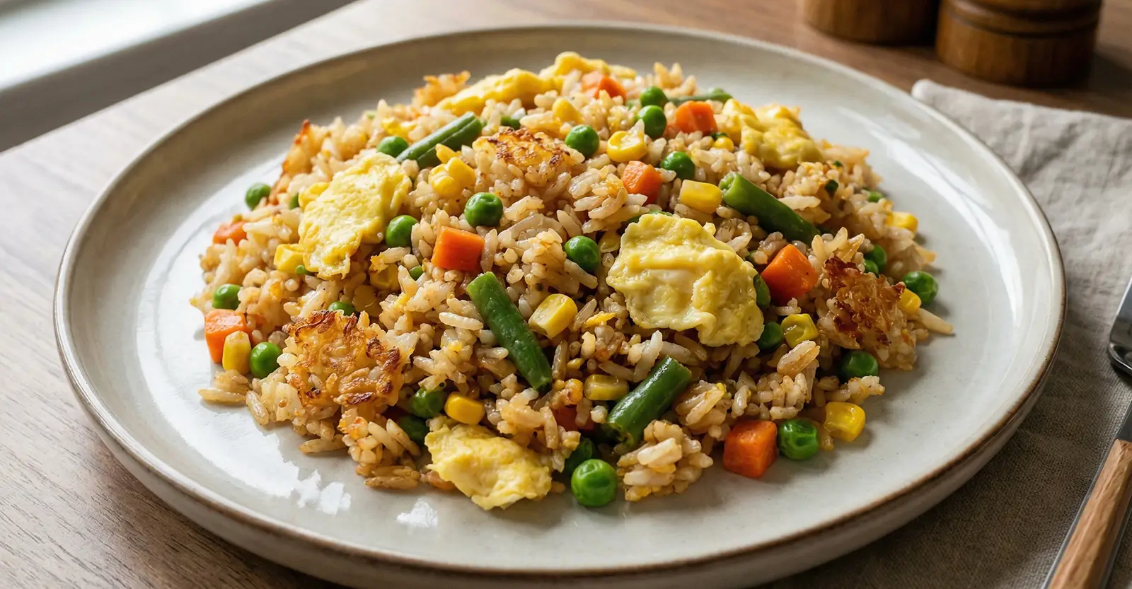 Herzhafte Reispfanne mit Gemüse &amp; Ei