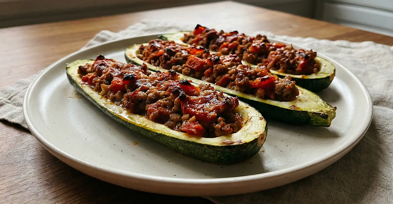 Gefüllte Zucchini mit Hackfleisch