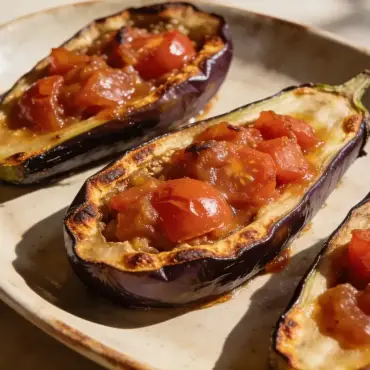 Gefüllte Aubergine mit Tomaten &amp; Kräutern