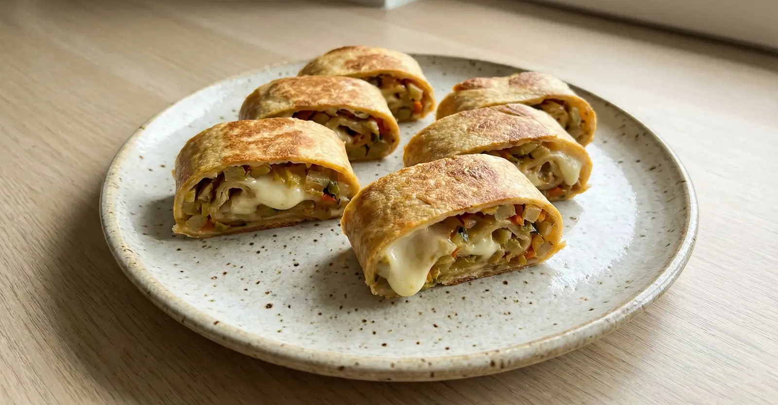 Knusprige Wrap-Röllchen mit Gemüse &amp; Käse