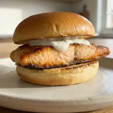 Lachsburger mit Zitronen-Joghurt