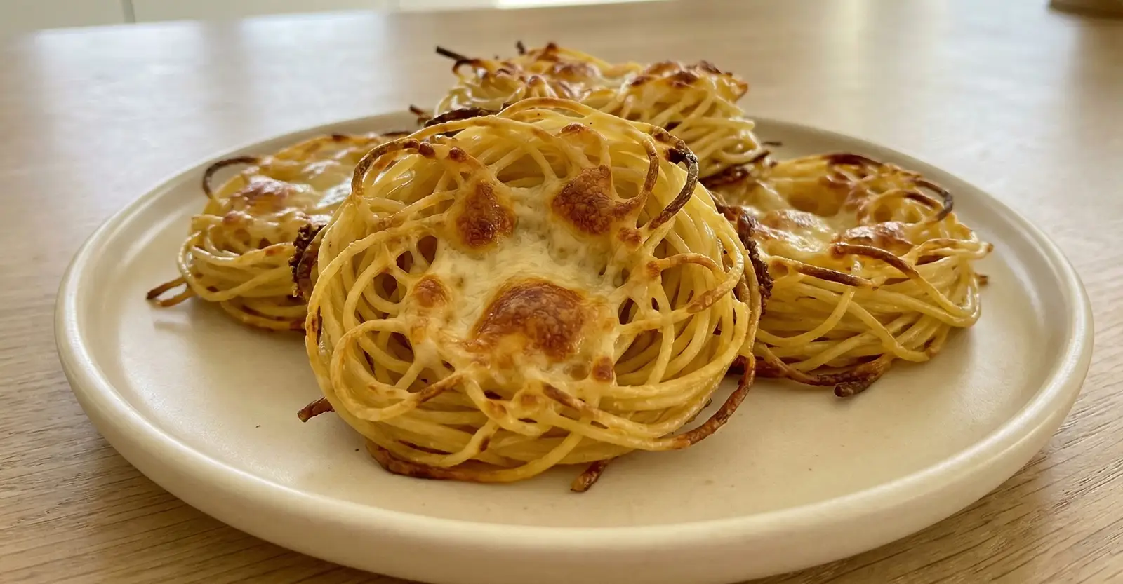 Knusprige Spaghetti-Nester mit Käse