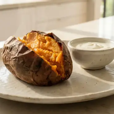 Gebackene Süßkartoffel mit Kräuterjoghurt