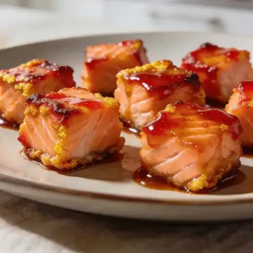 Sticky Honey-Sriracha-Lachswürfel